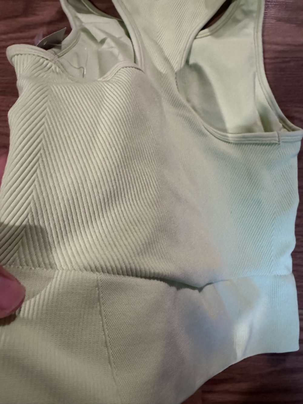 Light Green Ribbed Sports Bra - Picture 4 of 7
